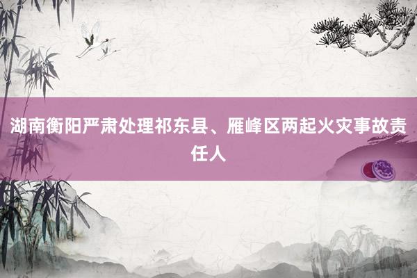 湖南衡阳严肃处理祁东县、雁峰区两起火灾事故责任人