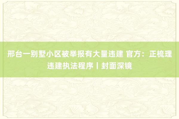 邢台一别墅小区被举报有大量违建 官方：正梳理违建执法程序丨封面深镜