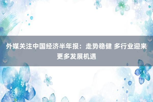 外媒关注中国经济半年报：走势稳健 多行业迎来更多发展机遇