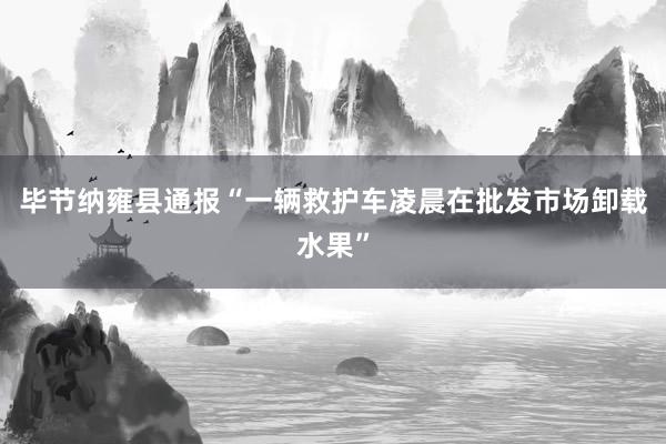 毕节纳雍县通报“一辆救护车凌晨在批发市场卸载水果”