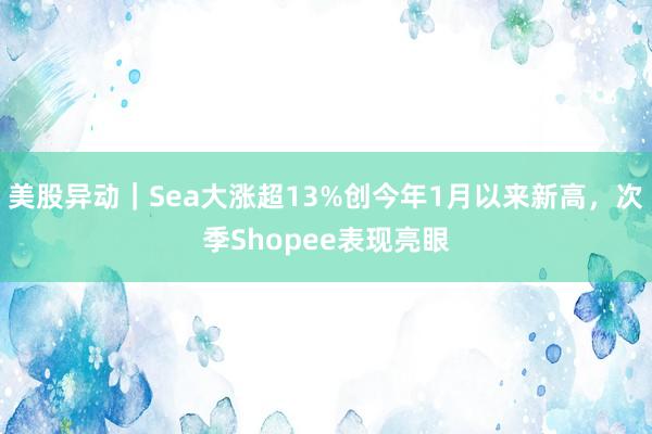 美股异动｜Sea大涨超13%创今年1月以来新高，次季Shopee表现亮眼