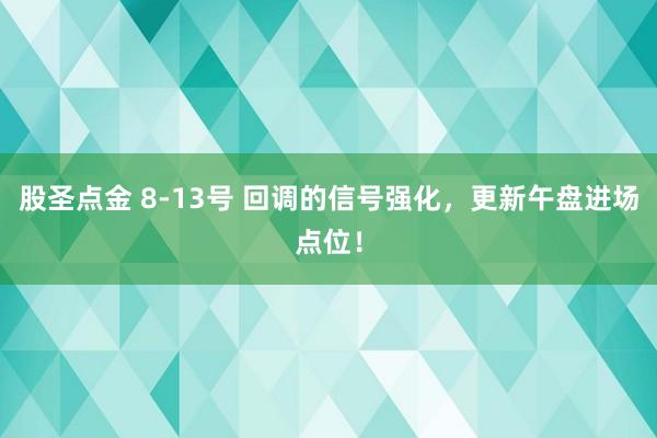 股圣点金 8-13号 回调的信号强化，更新午盘进场点位！