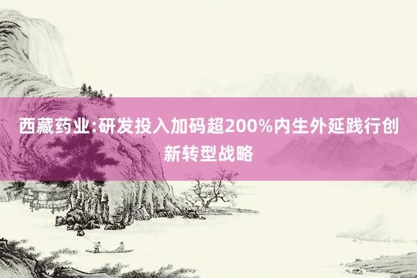 西藏药业:研发投入加码超200%内生外延践行创新转型战略