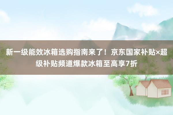 新一级能效冰箱选购指南来了！京东国家补贴×超级补贴频道爆款冰箱至高享7折