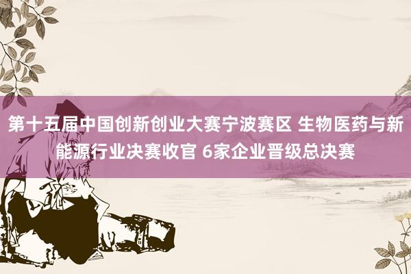 第十五届中国创新创业大赛宁波赛区 生物医药与新能源行业决赛收官 6家企业晋级总决赛