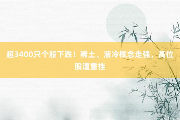 超3400只个股下跌！稀土、液冷概念走强，高位股遭重挫