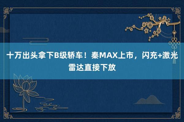 十万出头拿下B级轿车！秦MAX上市，闪充+激光雷达直接下放