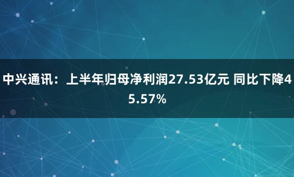 中兴通讯：上半年归母净利润27.53亿元 同比下降45.57%