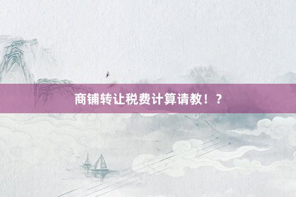 商铺转让税费计算请教！？
