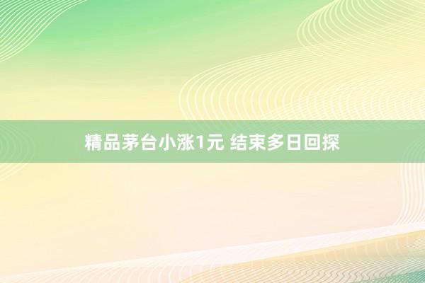 精品茅台小涨1元 结束多日回探