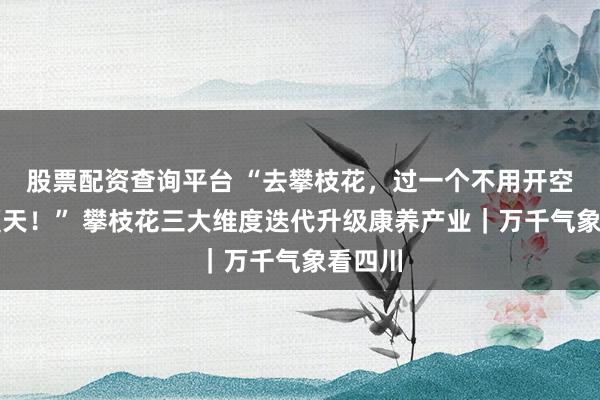 股票配资查询平台 “去攀枝花，过一个不用开空调的夏天！” 攀枝花三大维度迭代升级康养产业｜万千气象看四川