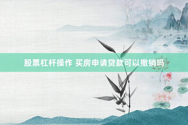 股票杠杆操作 买房申请贷款可以撤销吗