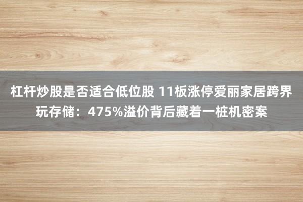 杠杆炒股是否适合低位股 11板涨停爱丽家居跨界玩存储：475%溢价背后藏着一桩机密案