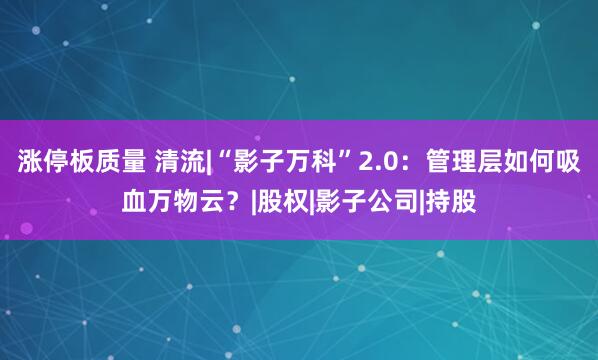 涨停板质量 清流|“影子万科”2.0：管理层如何吸血万物云？|股权|影子公司|持股