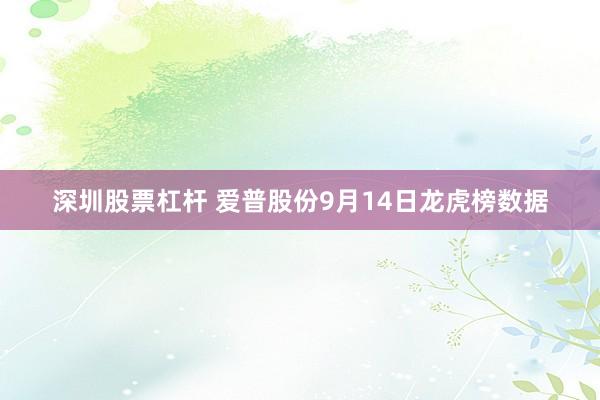 深圳股票杠杆 爱普股份9月14日龙虎榜数据