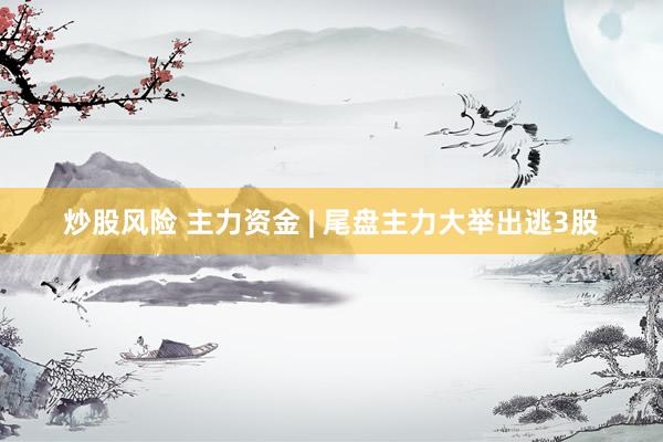炒股风险 主力资金 | 尾盘主力大举出逃3股