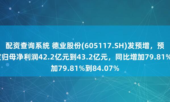 配资查询系统 德业股份(605117.SH)发预增，预计前三季度归母净利润42.2亿元到43.2亿元，同比增加79.81%到84.07%